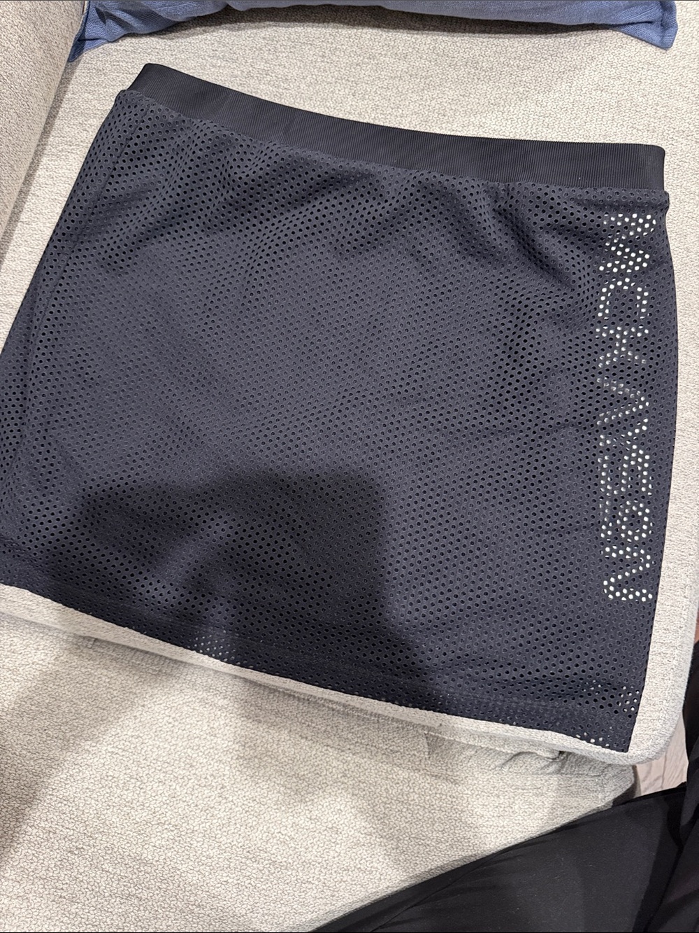 Black Perforated Athletic Skort with Side Logo